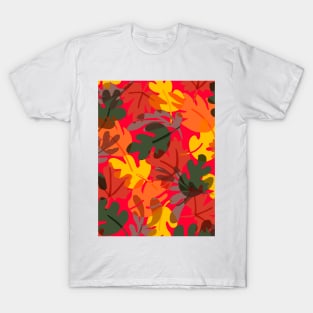 Autumn leaves pattern in red T-Shirt